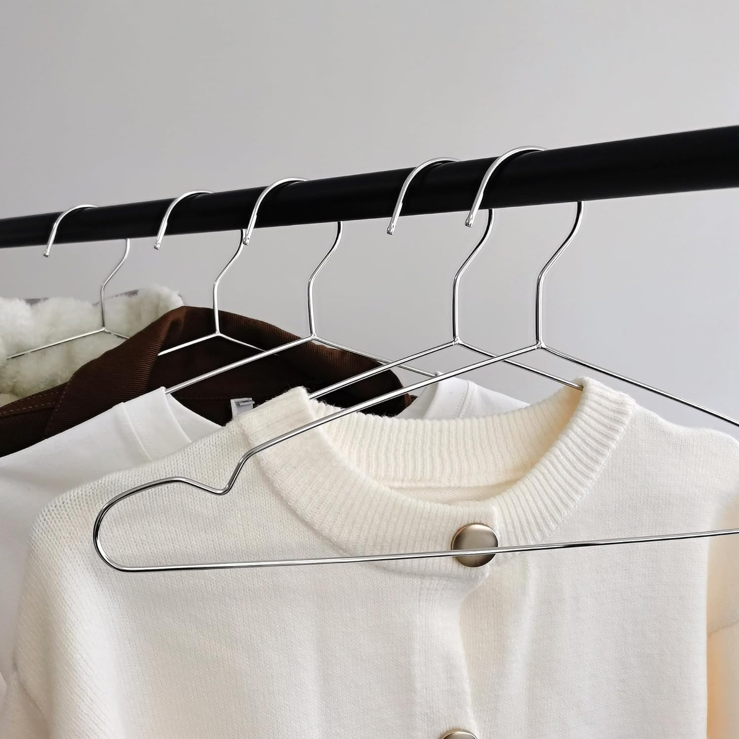 Wire Hangers 30 Pack, Heavy Duty, Space Saving, Stainless Steel, Silver, 16.5Inc