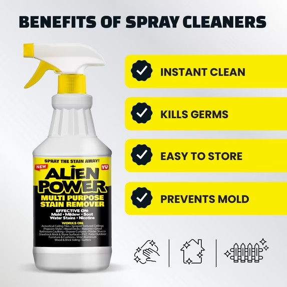 Alien Power Stain Remover Kit – Mold, Mildew & Algae Cleaner with Spray Bottle