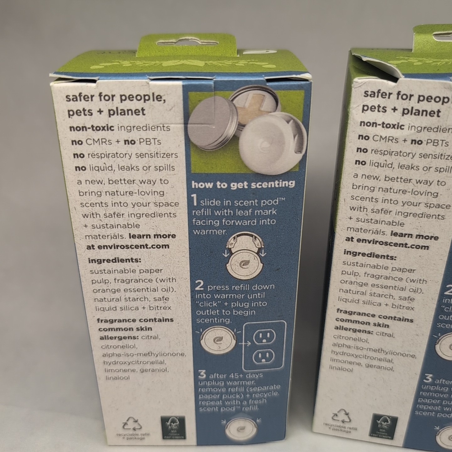 3 pk Enviroscent Plug Hub Warmer Kit Spring Water & Lotus 0.51 oz.
