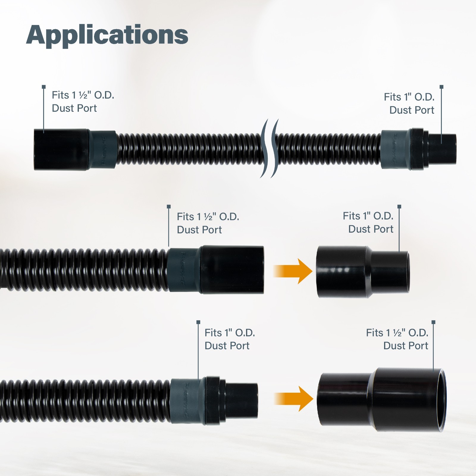 POWERTEC 70356 Dust Collection Hose Kit with 2 Fittings and Quick Connector