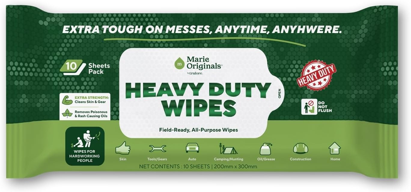 Marie Originals Heavy Duty Hand Wipes, Auto Mechanic, Outdoor Wipes 10ct