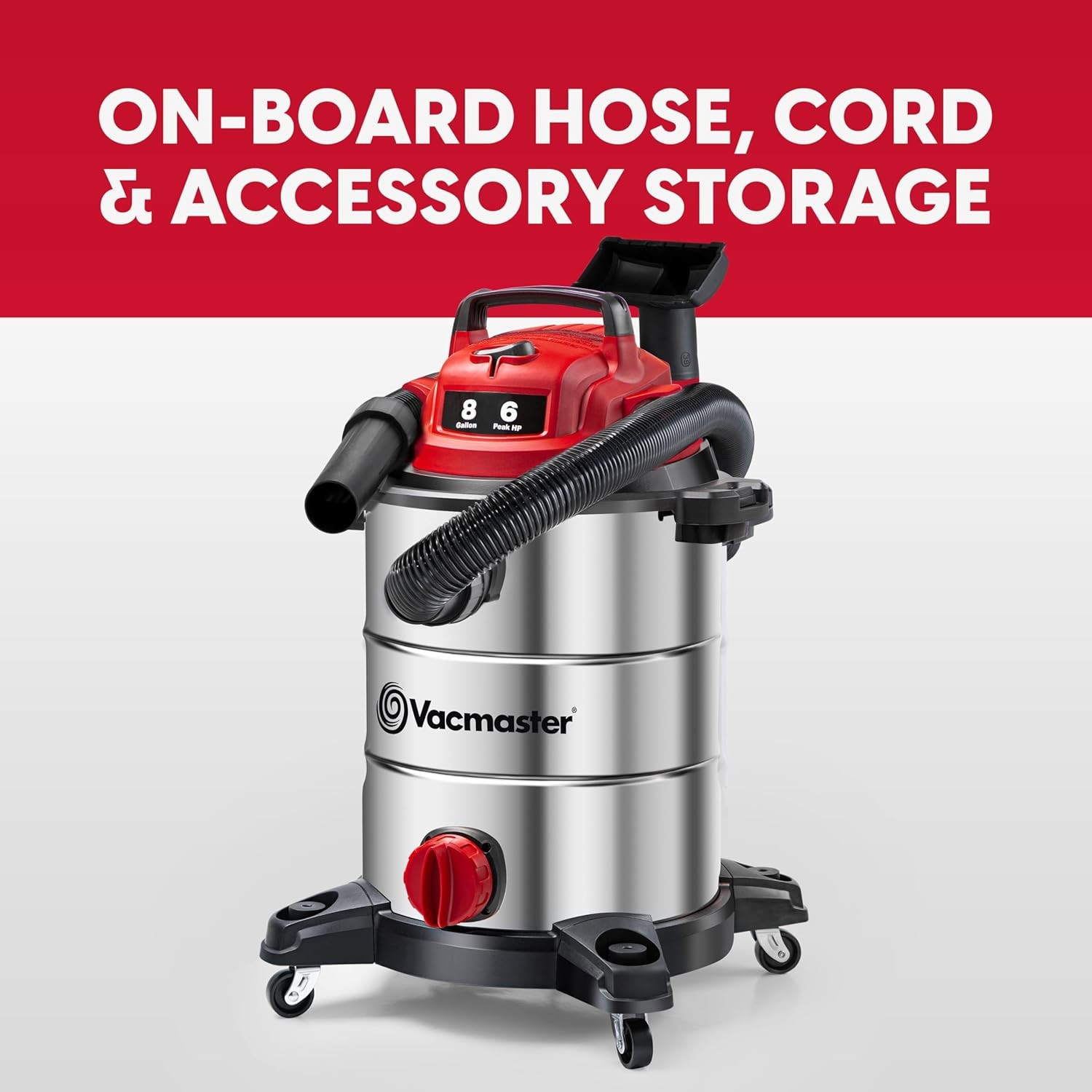 Vacmaster VOC812SF 1101 8-Gallon Premium Stainless Steel Wet/Dry Vacuum