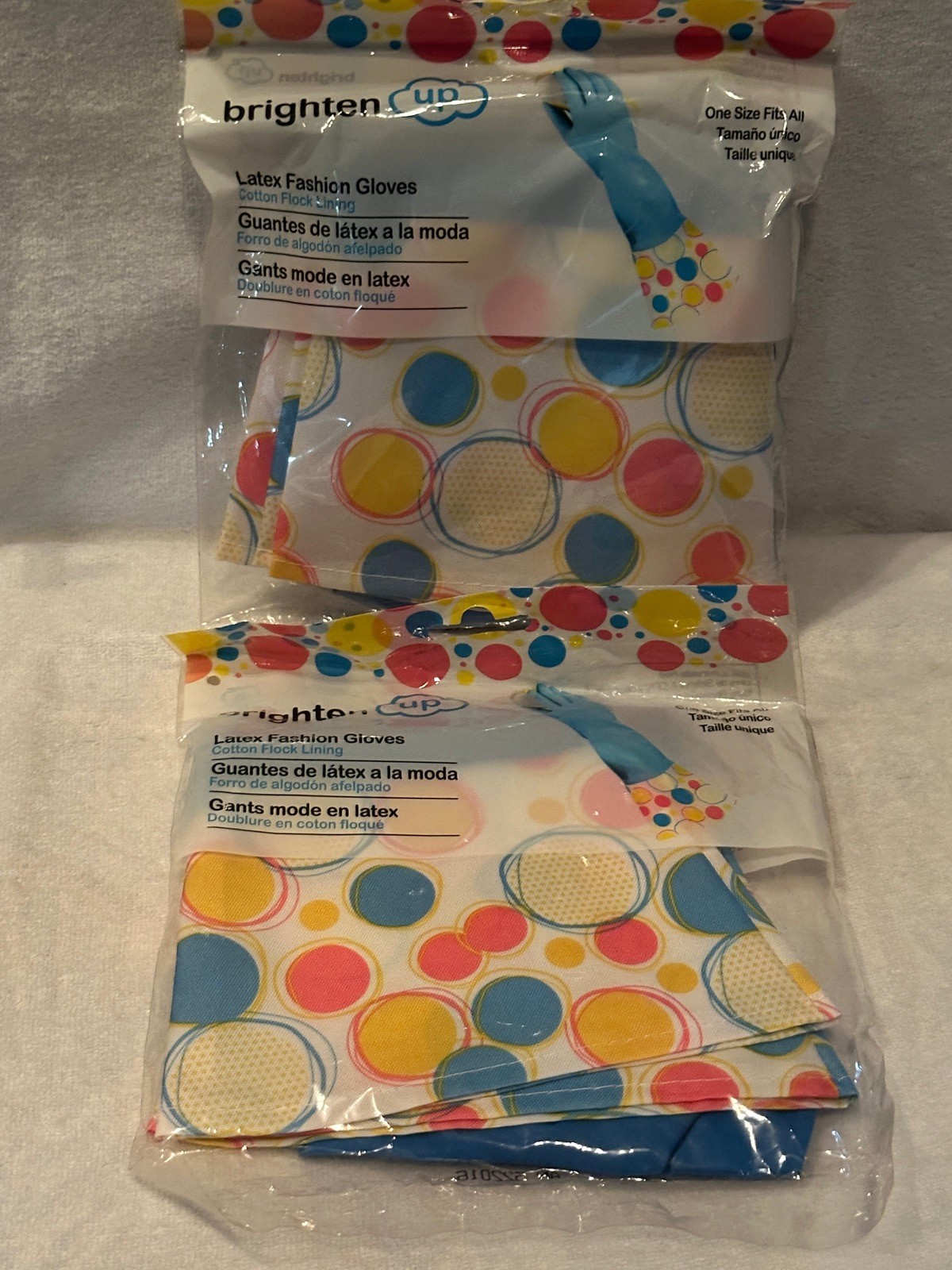 Brighten Up One Size Fits All Latex Fashion Cleaning Gloves Set Of 2 New In Pack