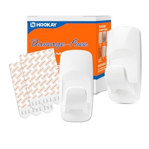 10 lb Large Utility Hooks 2 Pack with 6 Adhesive Strips White