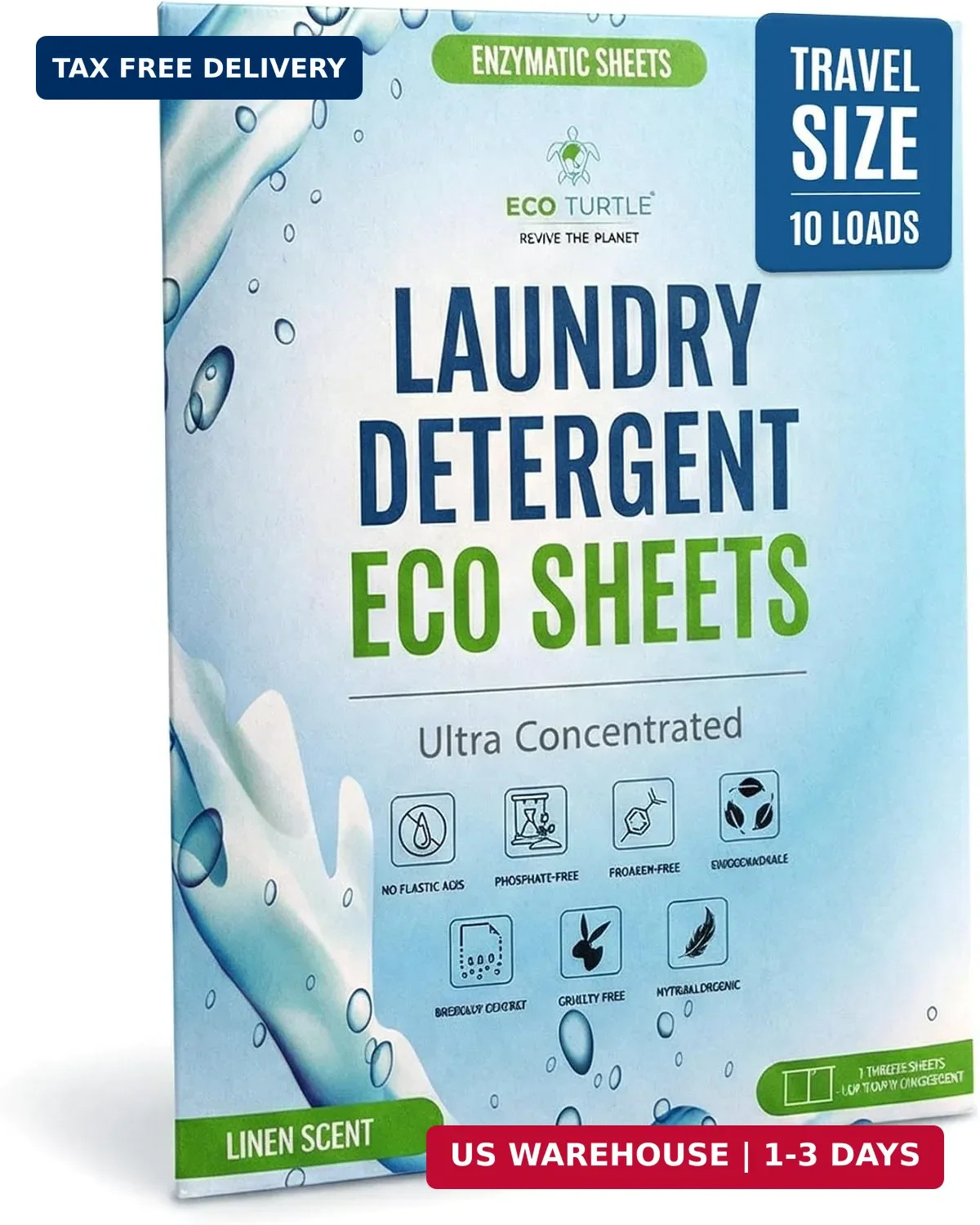 Eco-Friendly Travel Size Laundry Detergent Sheet 10 Load Ultra Concentrated | St