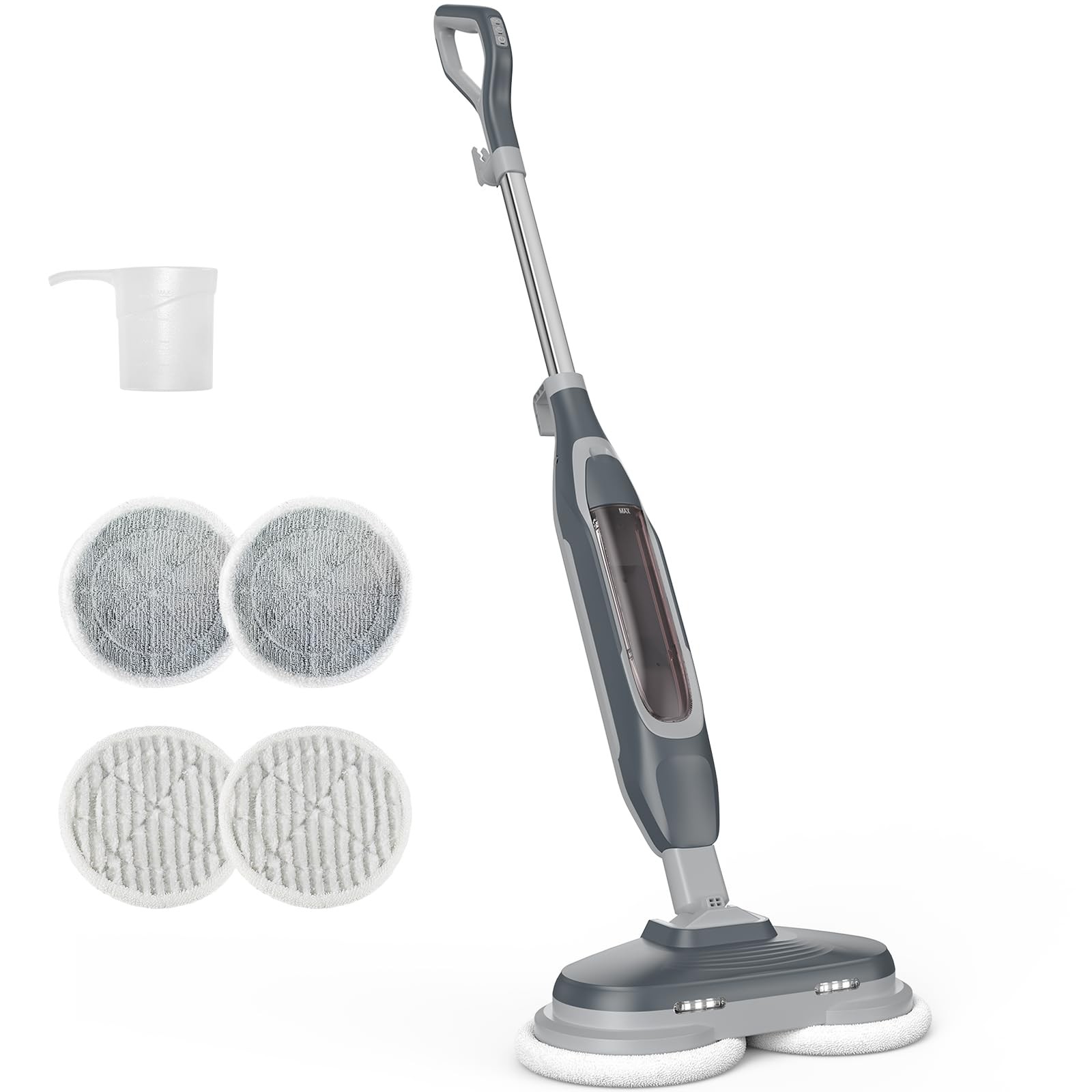 OLIXIS Electric Steam Mop Floor Cleaner w/Rotating Pad&2 LED Light&4 Clean Mode