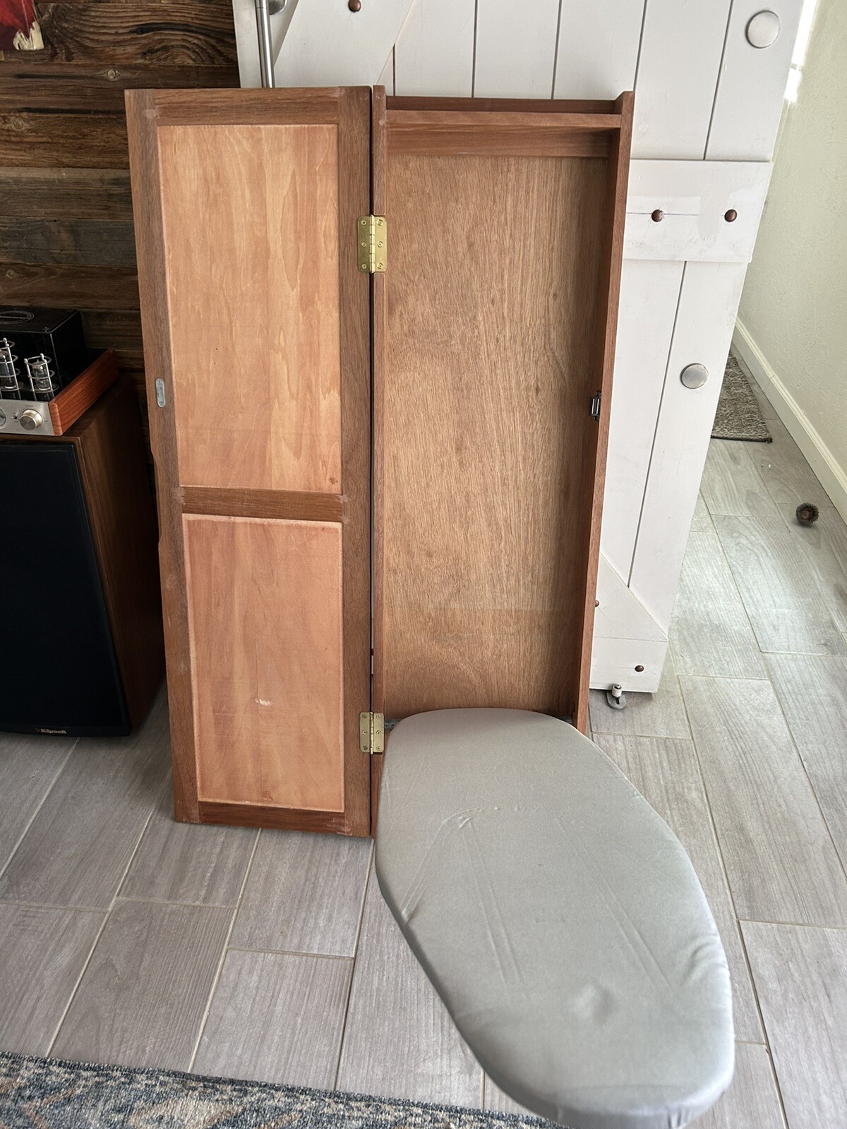 Wall Mount Hideaway Ironing Board Wood Cabinet