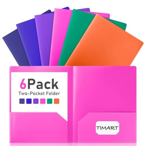 Folders with Pockets-2 Pocket Folders | Heavy Duty 6 Pack Assorted Colors