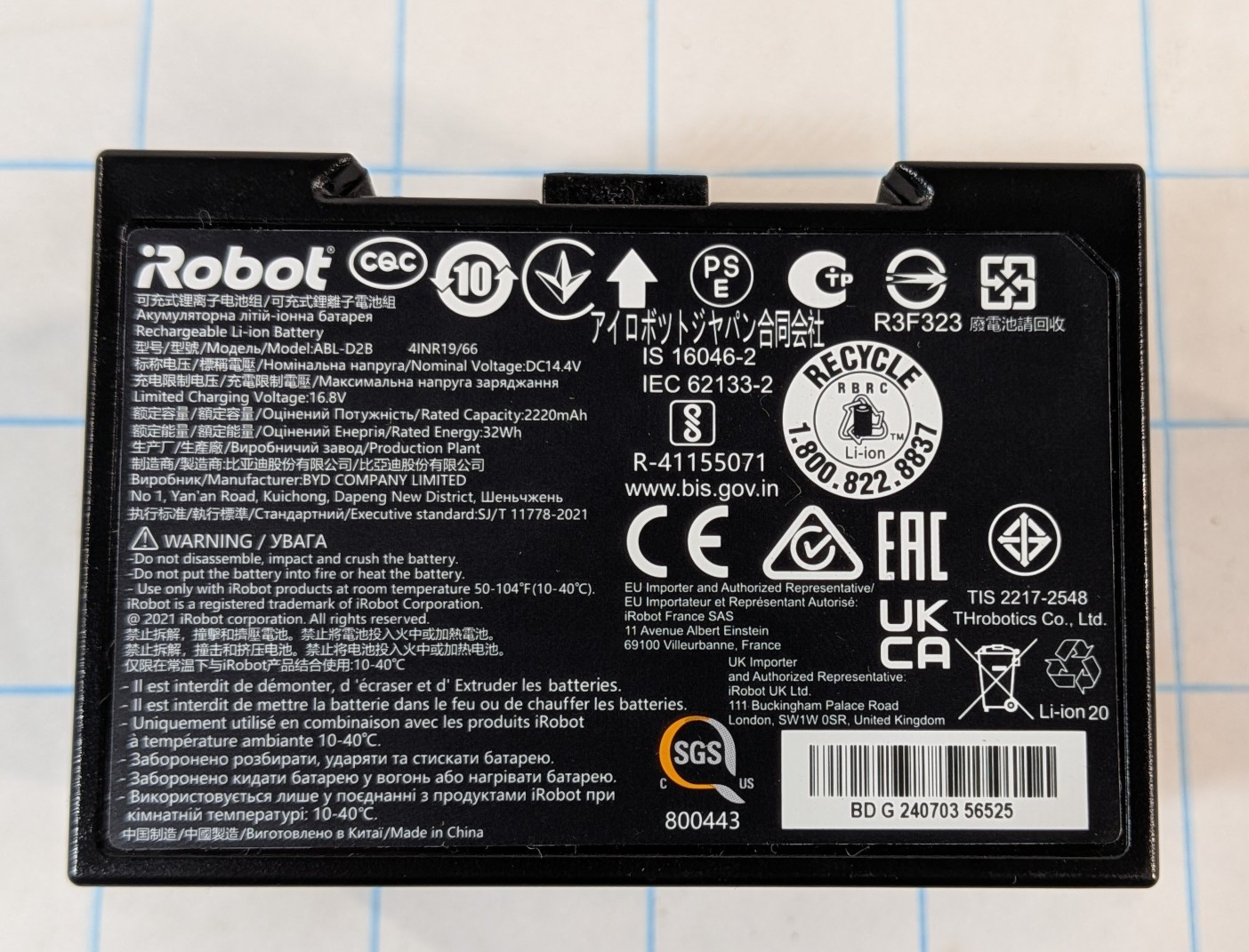 Genuine Upgraded ABL-D2 Battery for iRobot Roomba J5 J6 J7 i2 i3 i4 i5 i7 i8