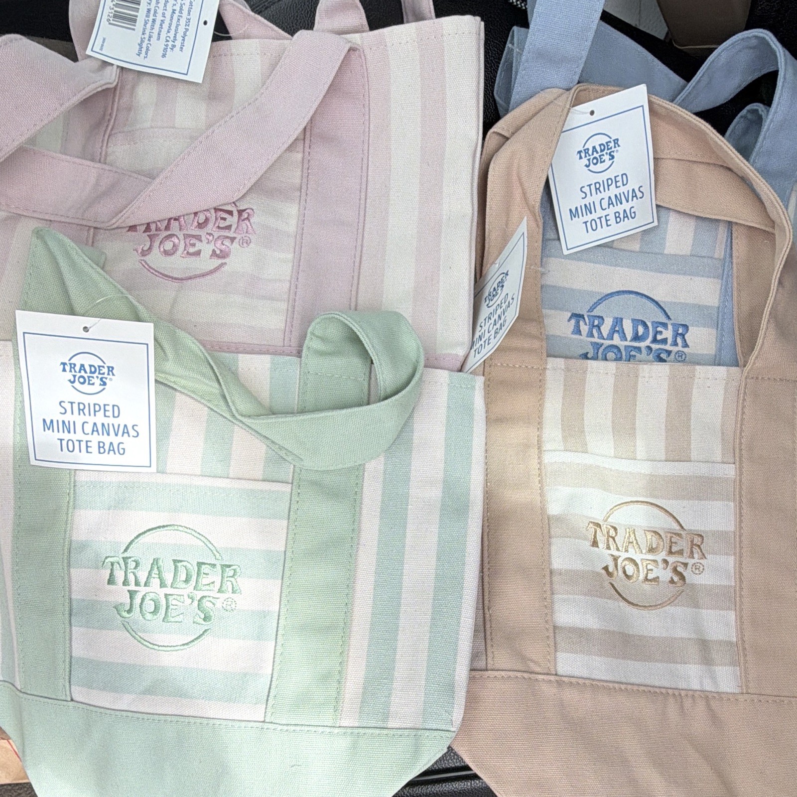 Trader Joe’s Striped Mini Canvas Tote Bag Multicolor Cotton/Polyester