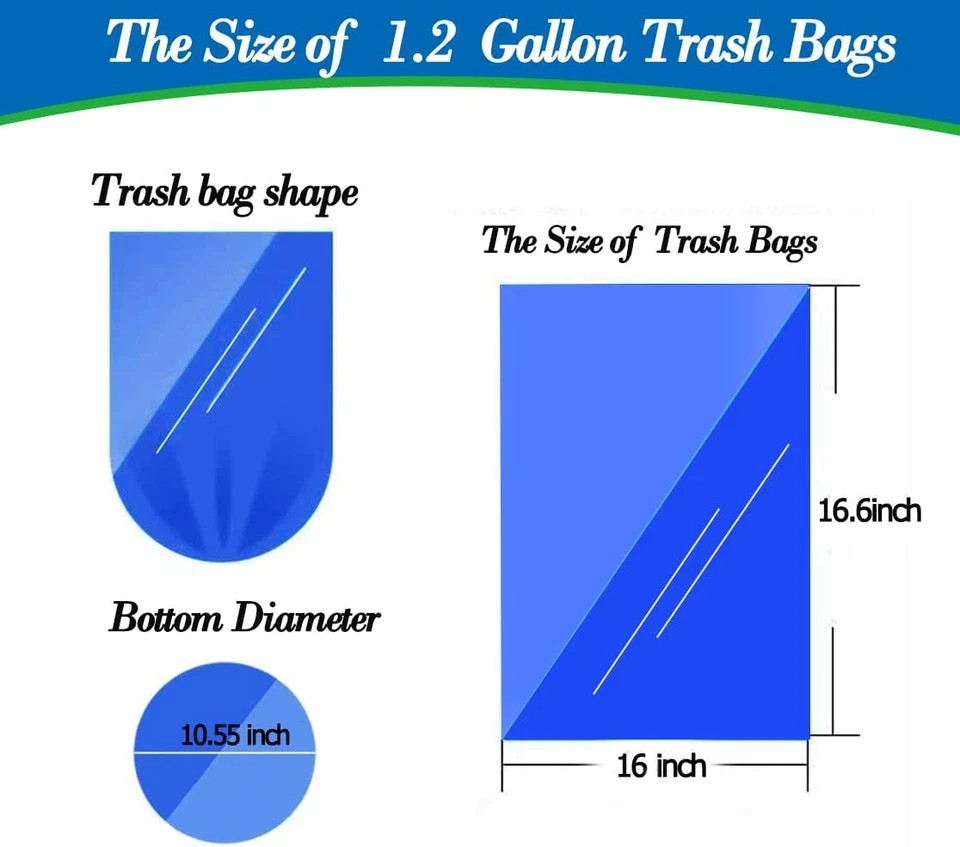 1.2 Gallon Trash Can Liners,Small Clear Garbage Bags 300,Extra Strong 1.2 Gal Tr