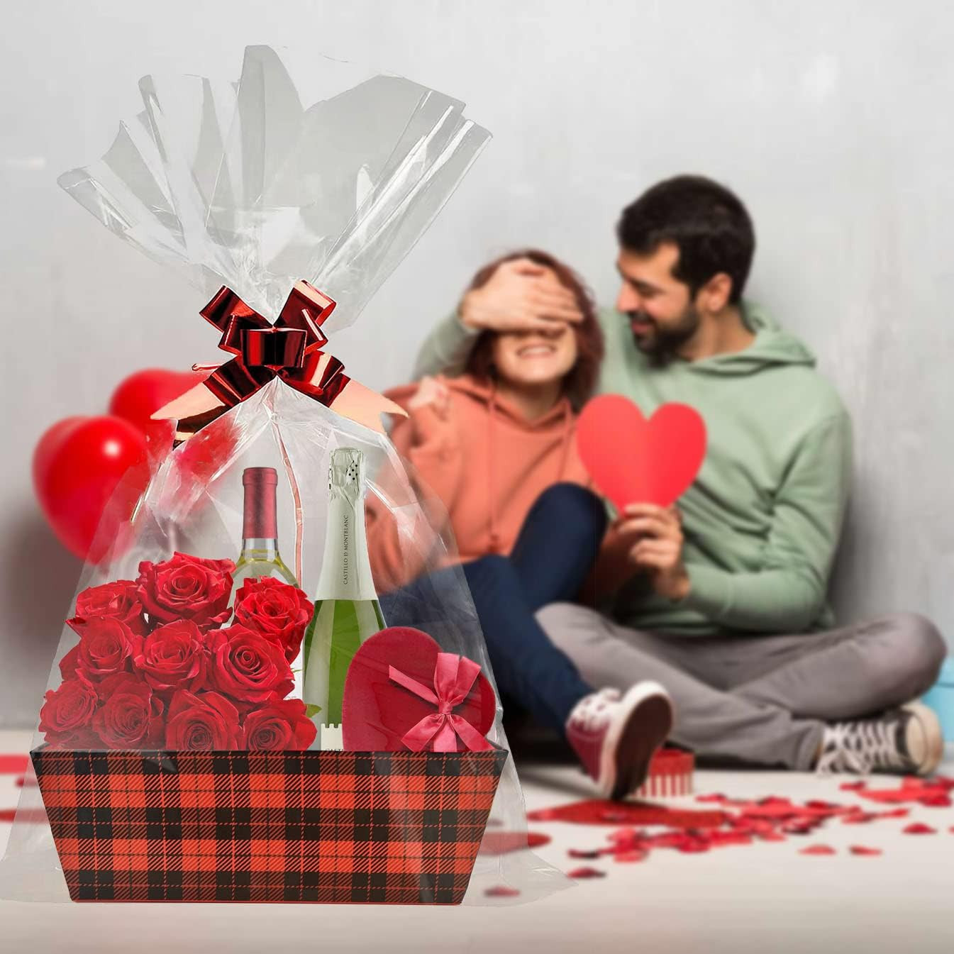 Basket for Gifts Empty, 5 PCS Sturdy Diy Bulk Gift Basket Kraft Market Tray Card