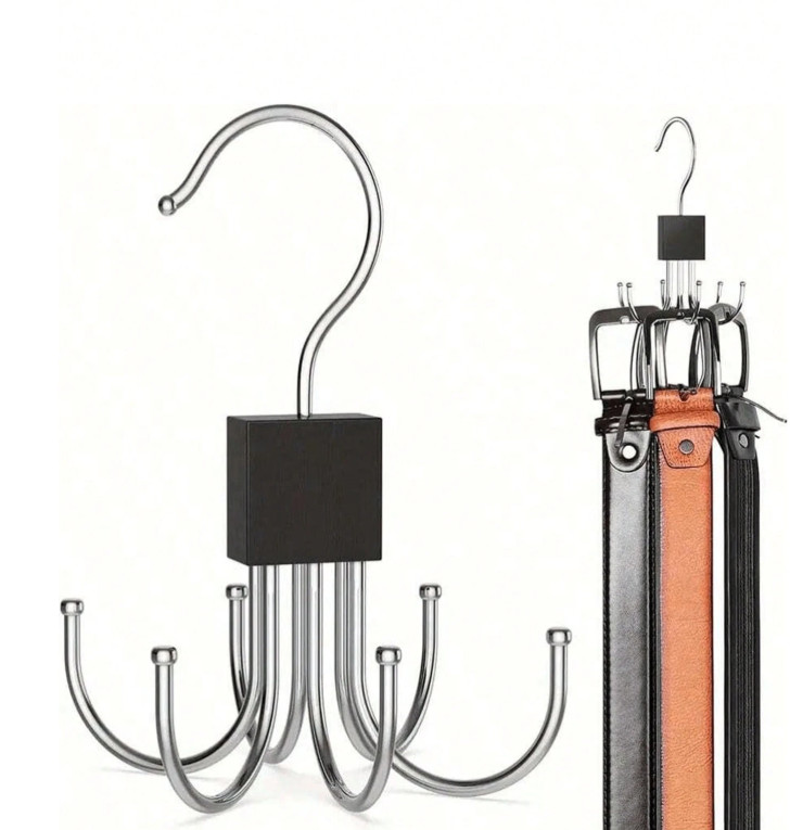 1 pc 360° Rotating Belt Hanger Closet Organizer for Ties, Bras & Accessories