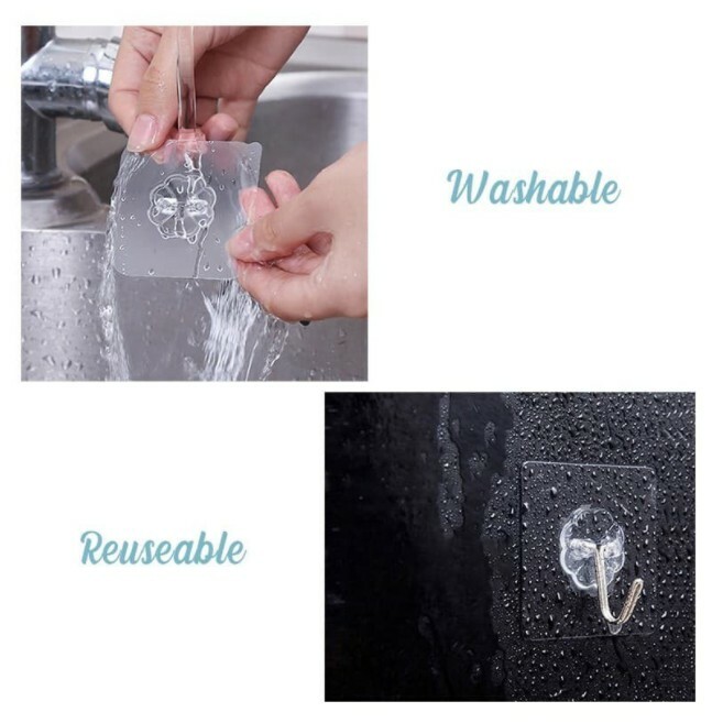 20-40pcs Adhesive Sticky Hooks Heavy Duty Clear Wall Seamless Hooks Hangers US