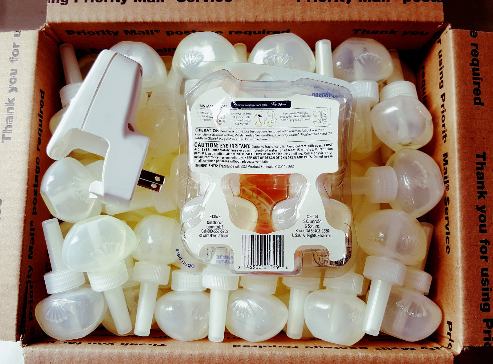 100 Glade Air Plugins Scented Oil Refills Hawaiian Breeze + Warmer No Outer Pack