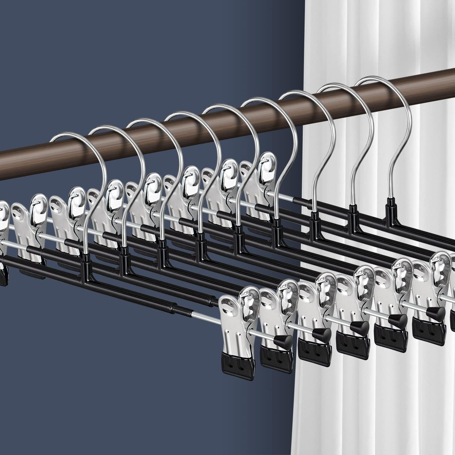 10-40PC Durable Pants Hangers with Non-Slip Clips For Trouser Jeans Clothes 12″W