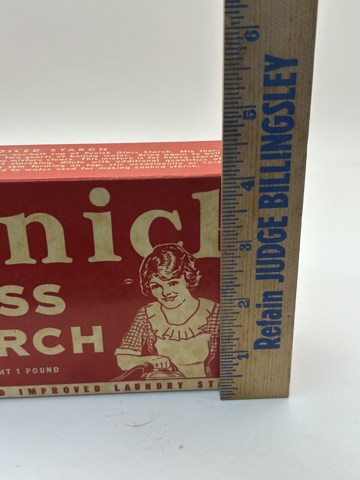 Penick Gloss Laundry Starch 16 oz NEW OLD STOCK Bright Graphics RED Display