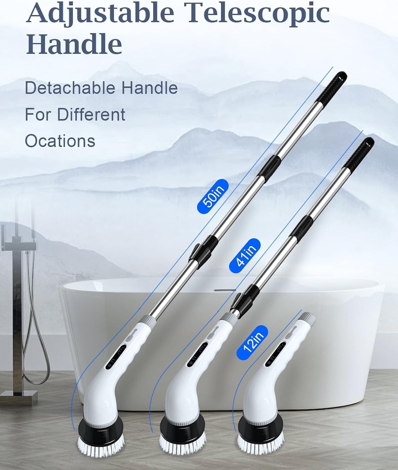 8 in 1 Electric Spin Scrubber for Bathroom, Tub, Tile, Kitchen