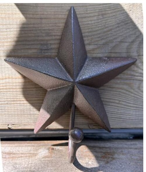 Rustic Star Wall Hooks – Vintage Decorative Western Home Wall Mount Coat 1 Pack