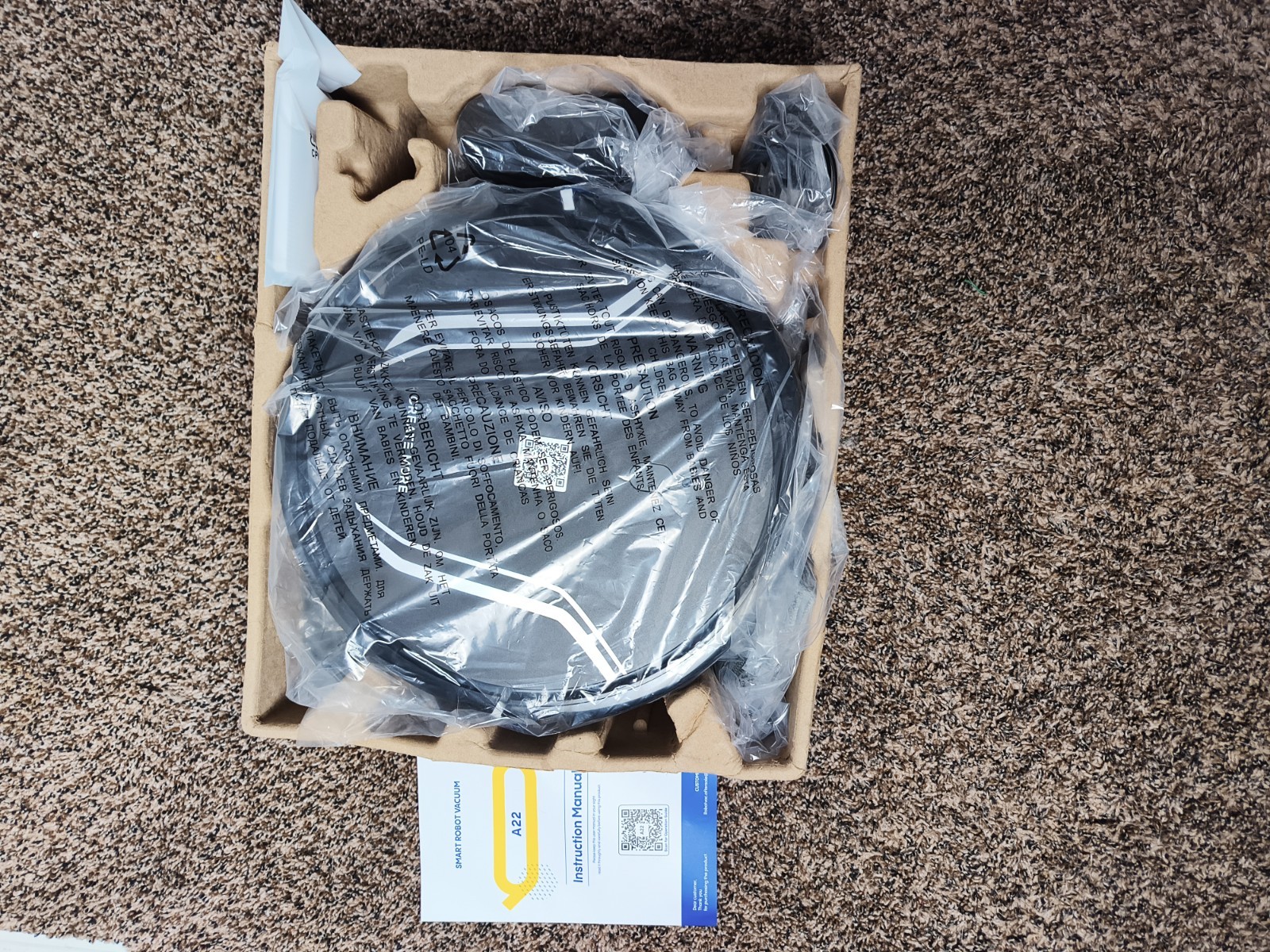 A22 Robotic Vacuum, Wi‑Fi Remote, Smart Mapping, Bagless, Black w/ Dock