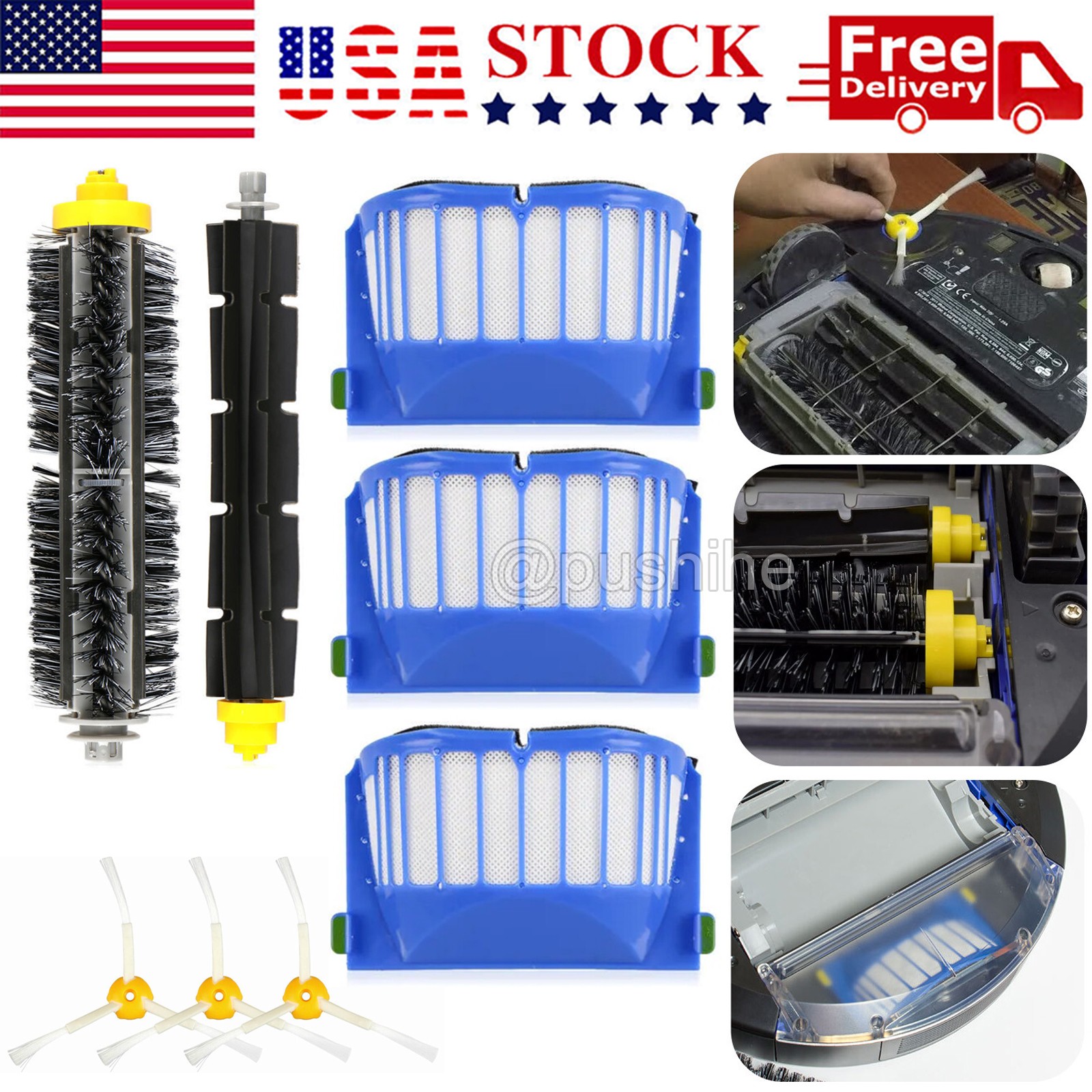 Replacement Parts Kit For iRobot Roomba 500 600 700 Series Vacuum Filter Brush