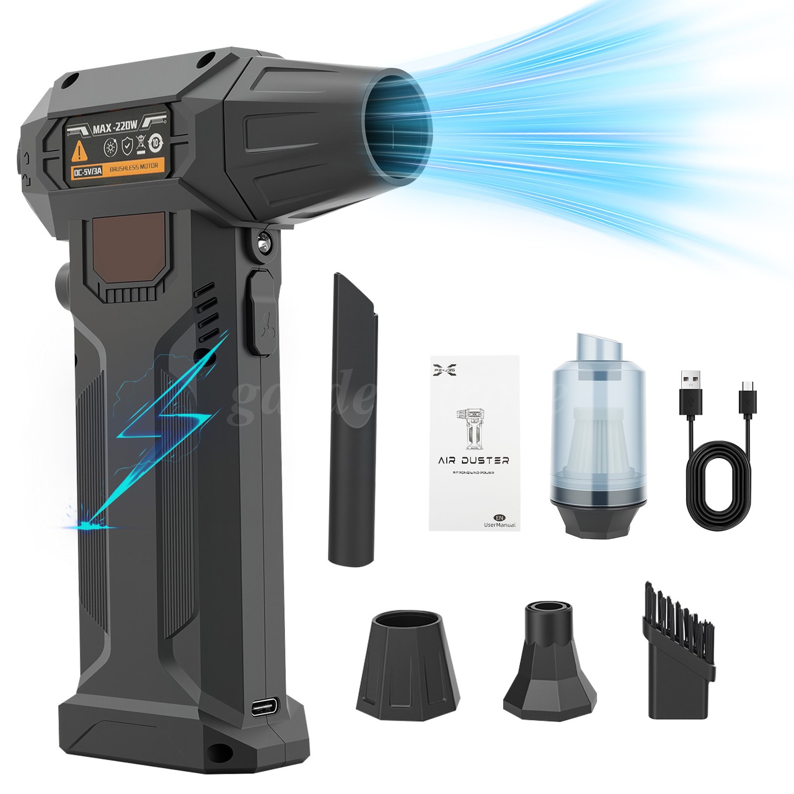 280000RPM Electric Air Duster Cordless Mini Jet Dry Blower Portable Turbo Fan US