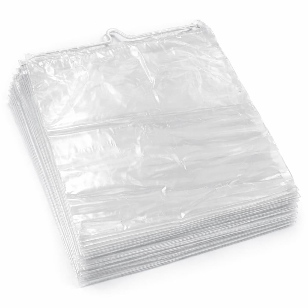 Clear LDPE Drawstring Bags 250 Pack 13.75″ x 17.5″ 2 Mil Disposable Transpare…