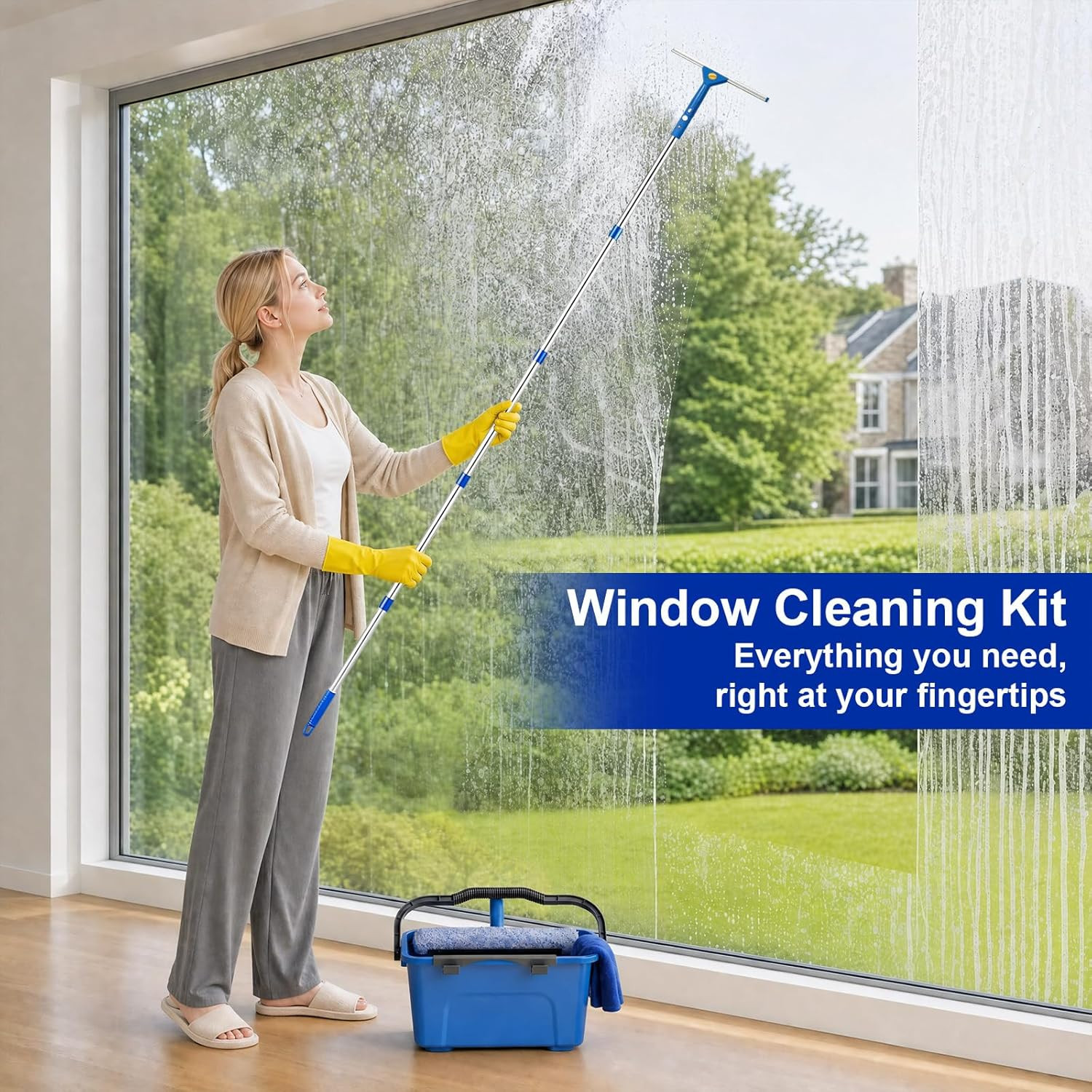 Professional Window Cleaning Kit, Window Washing Kit with 3 Gallon Bucket, 14-In