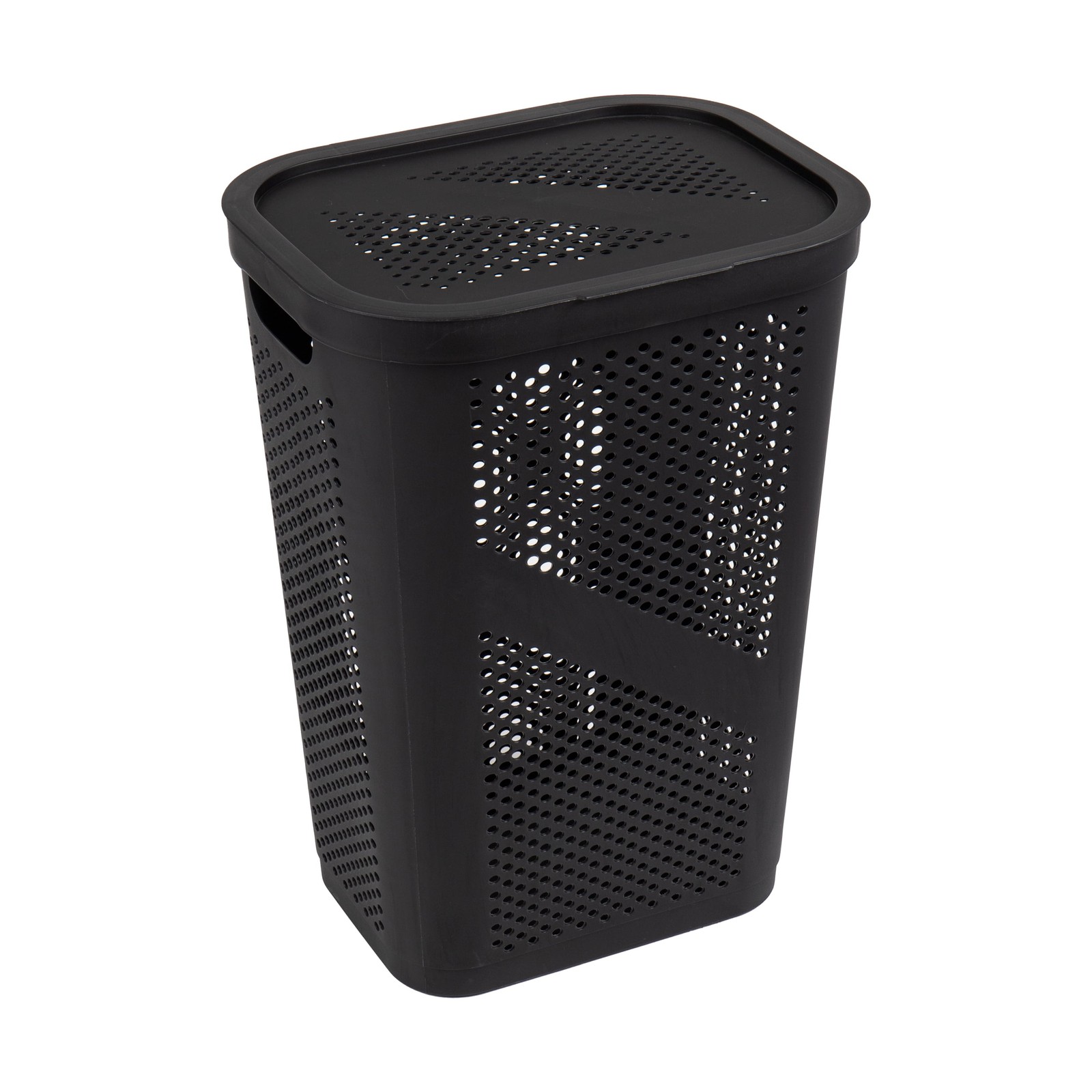 60L Slim Laundry Hamper Lid Ventilated Plastic 17.25″L x 13.75″W x 23.5″H Black