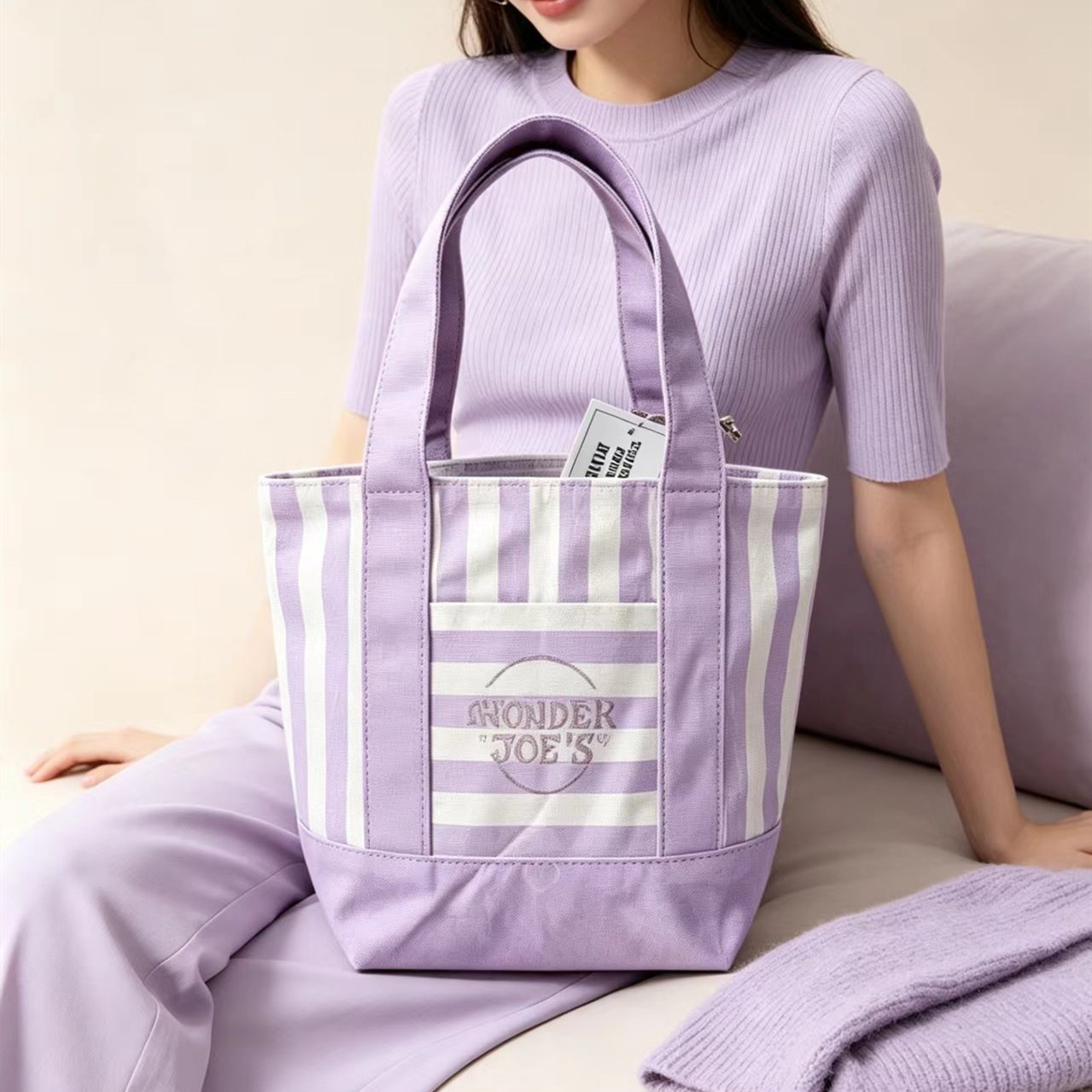 NEW Trader Joe’s Purple Striped Mini Tote Bag Summer 2026 Limited Edition US