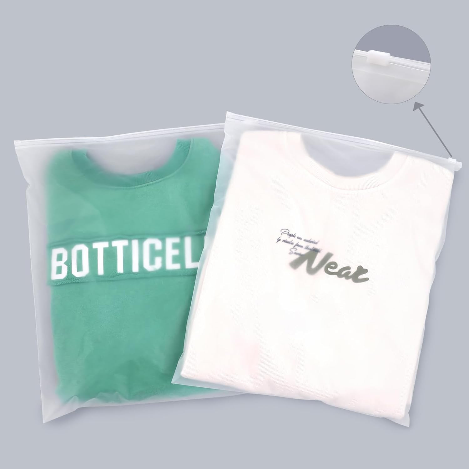 14X16 Inch Plastic Bags for Clothes Frosted Bags 50Pcs No Vent Holes | Zipper Po