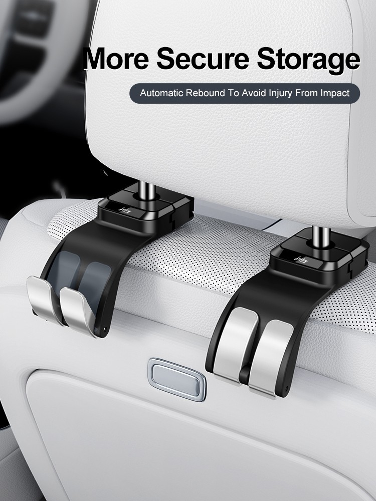 Car Headrest Hook, Hidden Folding Purse Hanger Bag Holder for Seat,360° Rotation