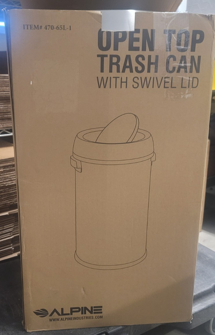 Alpine Industries Stainless Steel Trash Can with Swing Lid,17 Gal. ALP470-65L-1