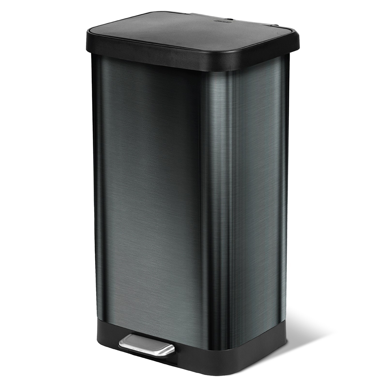 Glad Step Trash Can, Soft Close Lid Bin with Odor Protection, 20 Gallon, Pewter