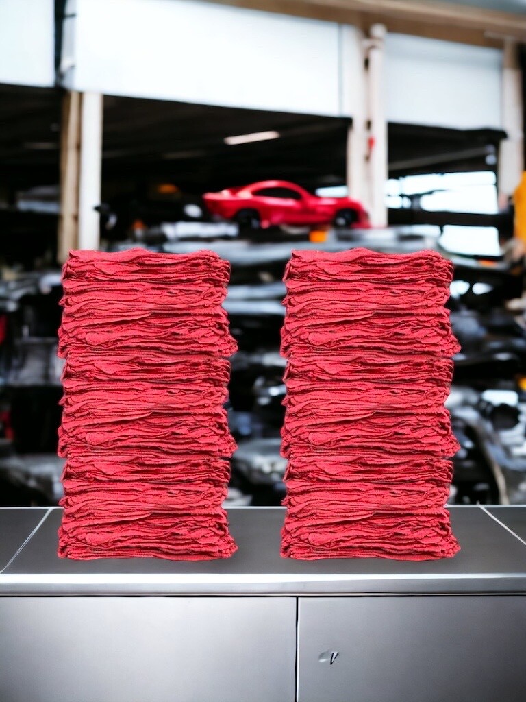 500 Pcs Red Shop Towels Jumbo 15×15 Cleaning Rags, A-Grade & Free Shipping