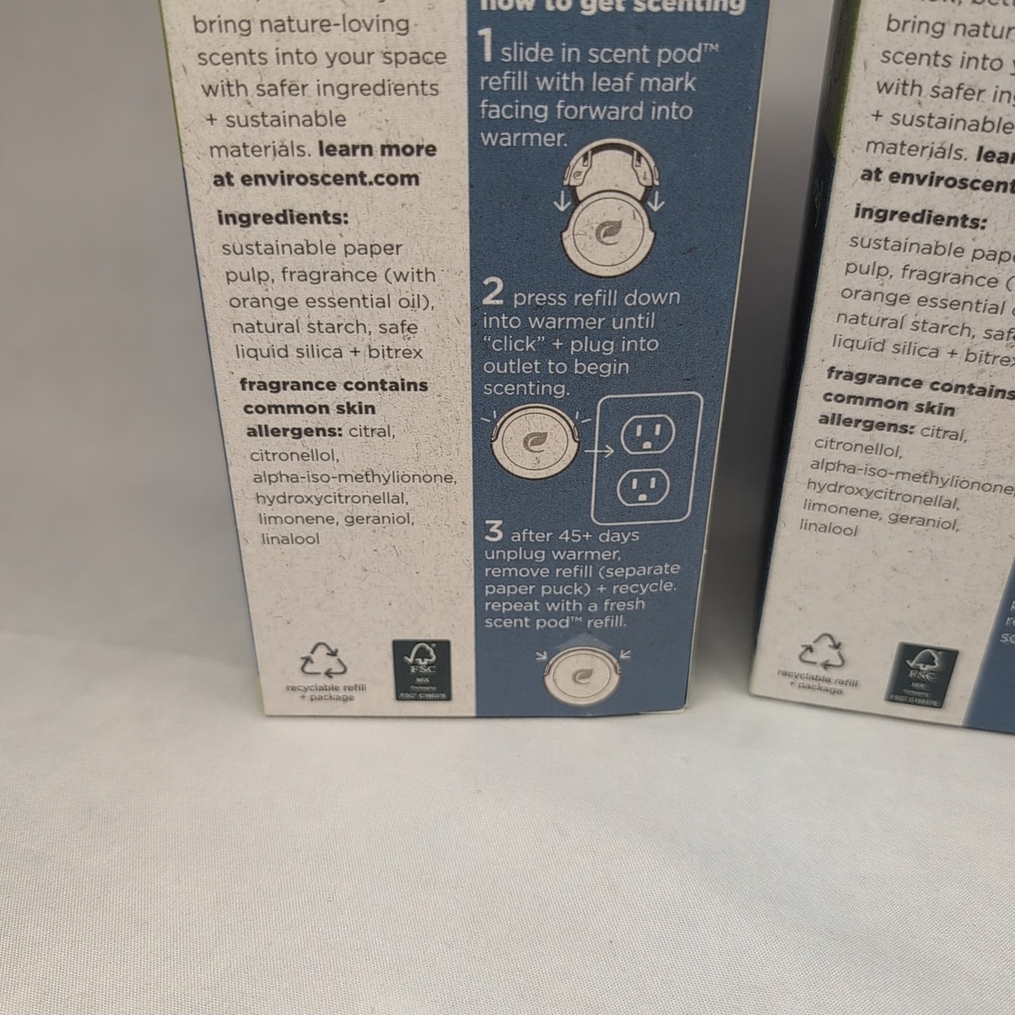 3 pk Enviroscent Plug Hub Warmer Kit Spring Water & Lotus 0.51 oz.