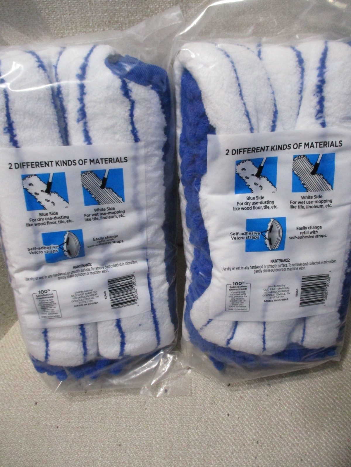 2 Pack True Living 2-in-1 Microfiber Flip Mop Refill New