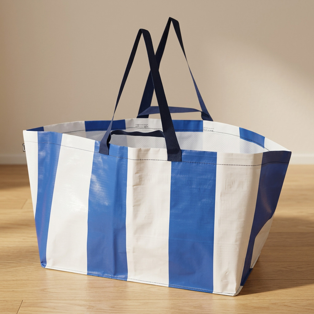 IKEA SÄCKKÄRRA SACKKARRA Shopping Bag, White/Blue, 19 gal Beach Laundry Durable