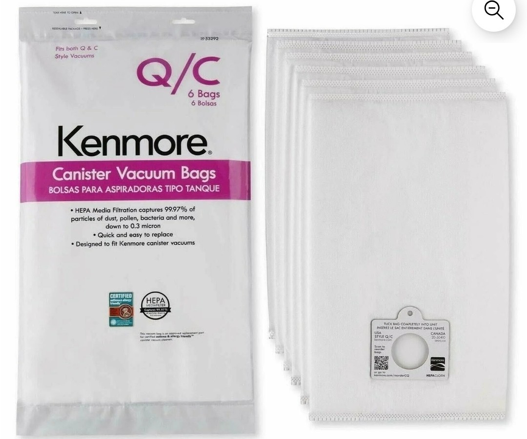 Kenmore Q/C HEPA Cloth Vacuum Bags 6-Pack for Canister Vacuums