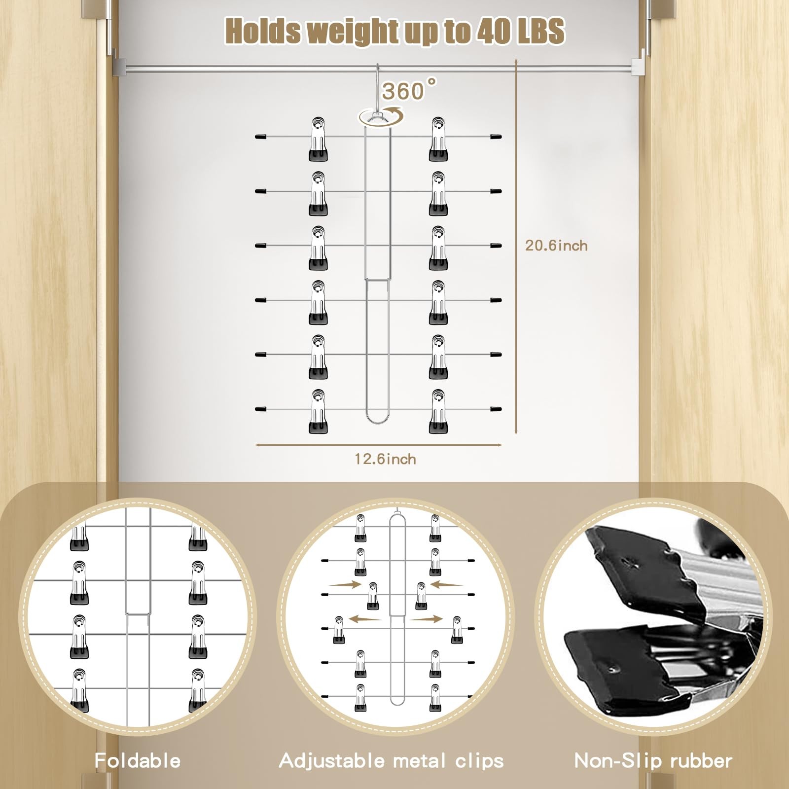6 Tier Skirt Hangers Space Saving2 Pack Pants Skirts Hangers With Clips For Wome