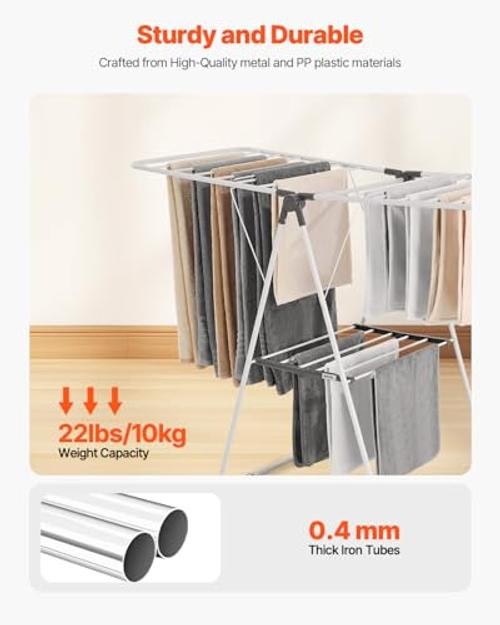 Clothes Drying Rack, 2-Tier Foldable Laundry Dryer 54.5″D x 23.6″W x 39.4″H
