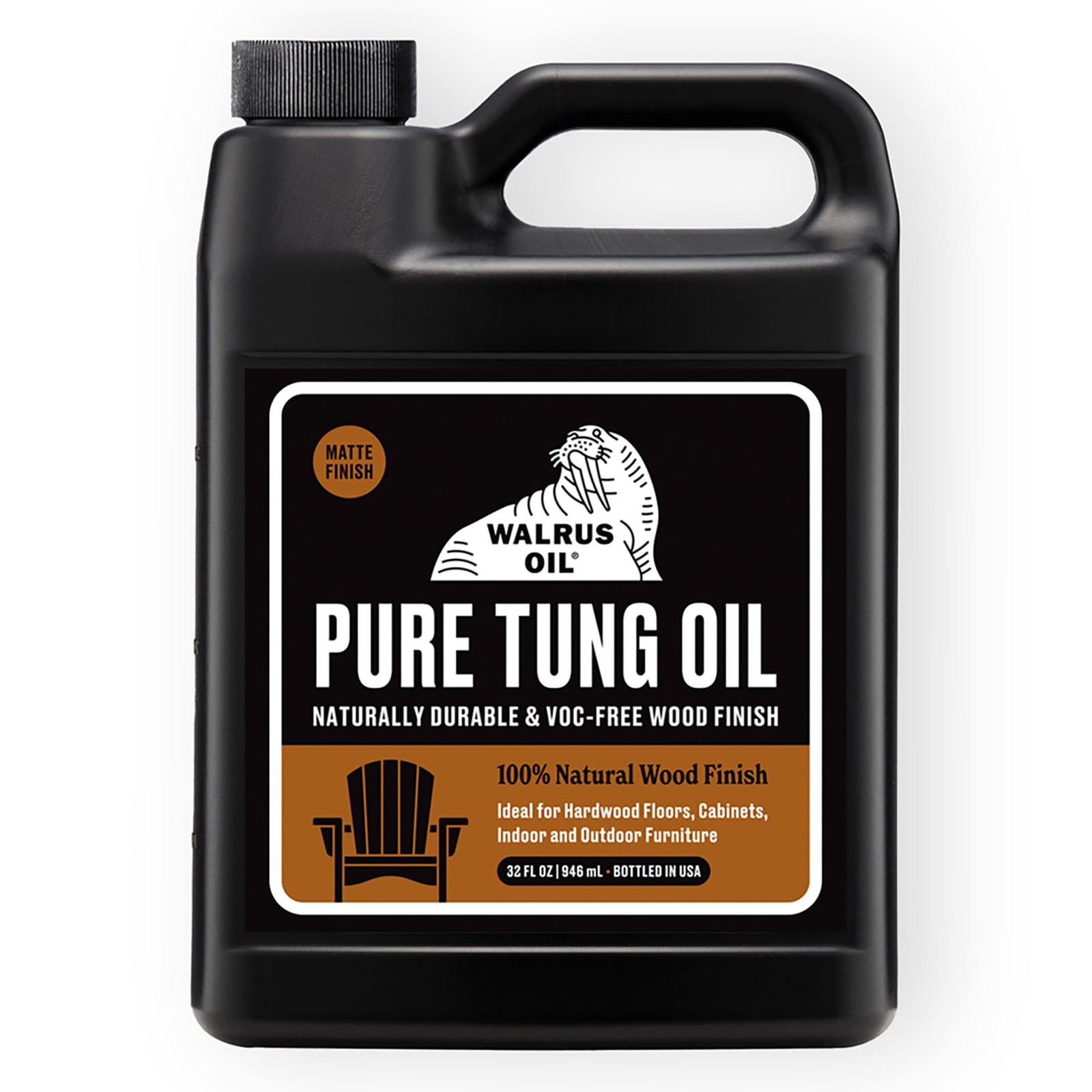 100% Pure Tung Oil, Wood Finish Any Woodworking Project Natural, Vegan 32oz Jug