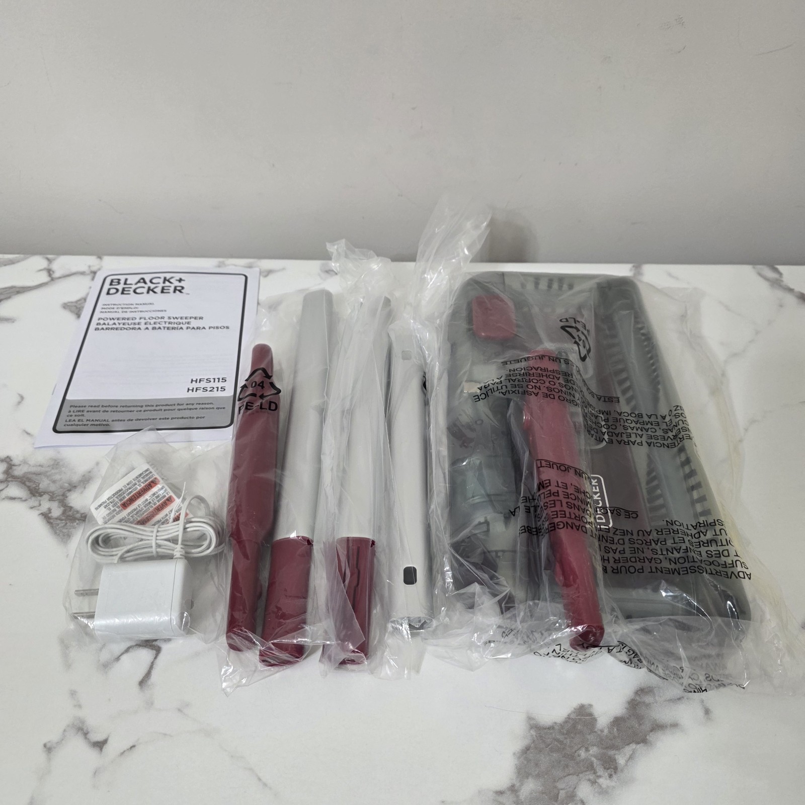 Black+Decker 50 Minute Powered Floor Sweeper Red HFS115J10