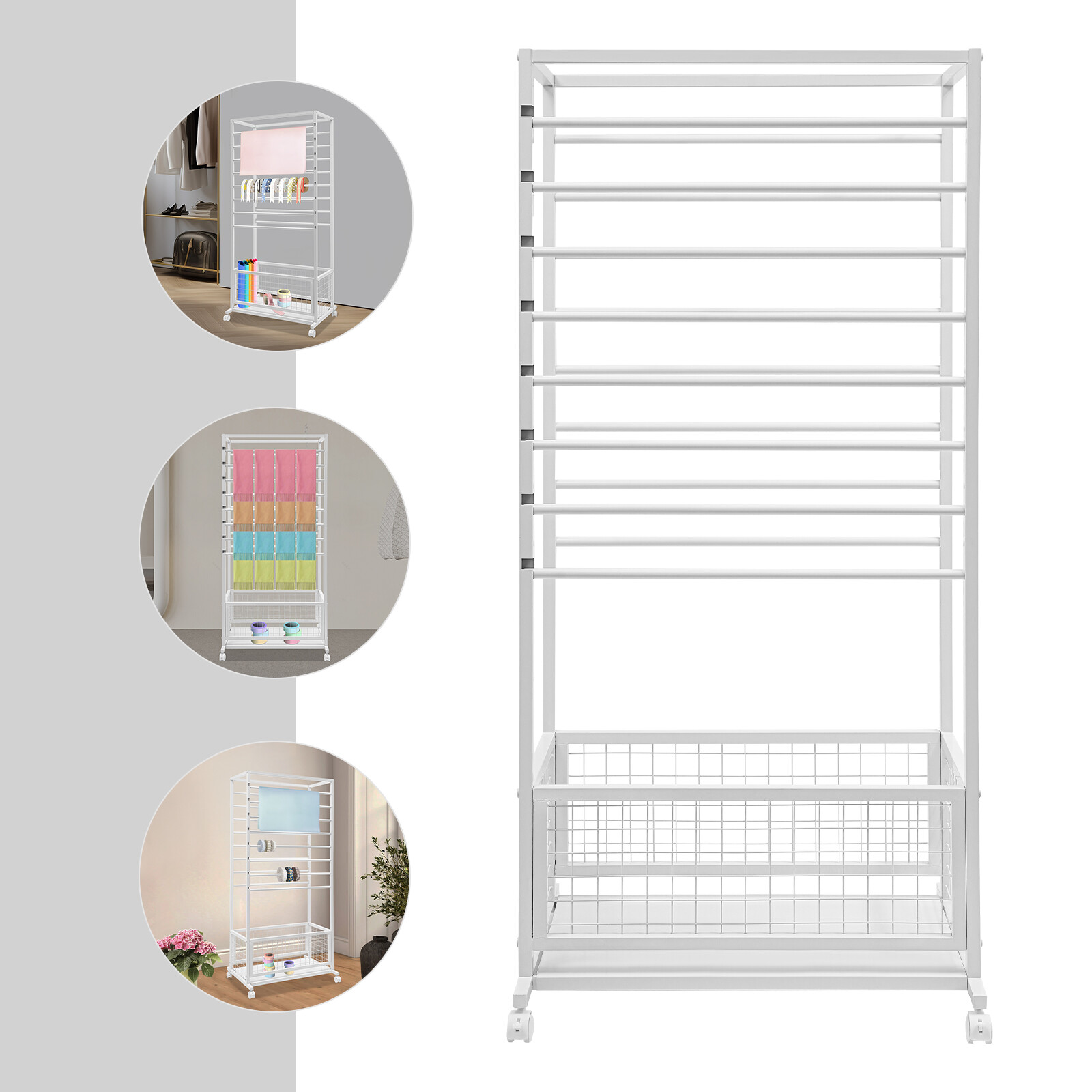 16-Layer Organizer Rack, Storage Shelf, Floor Standing Ribbon Display Rack