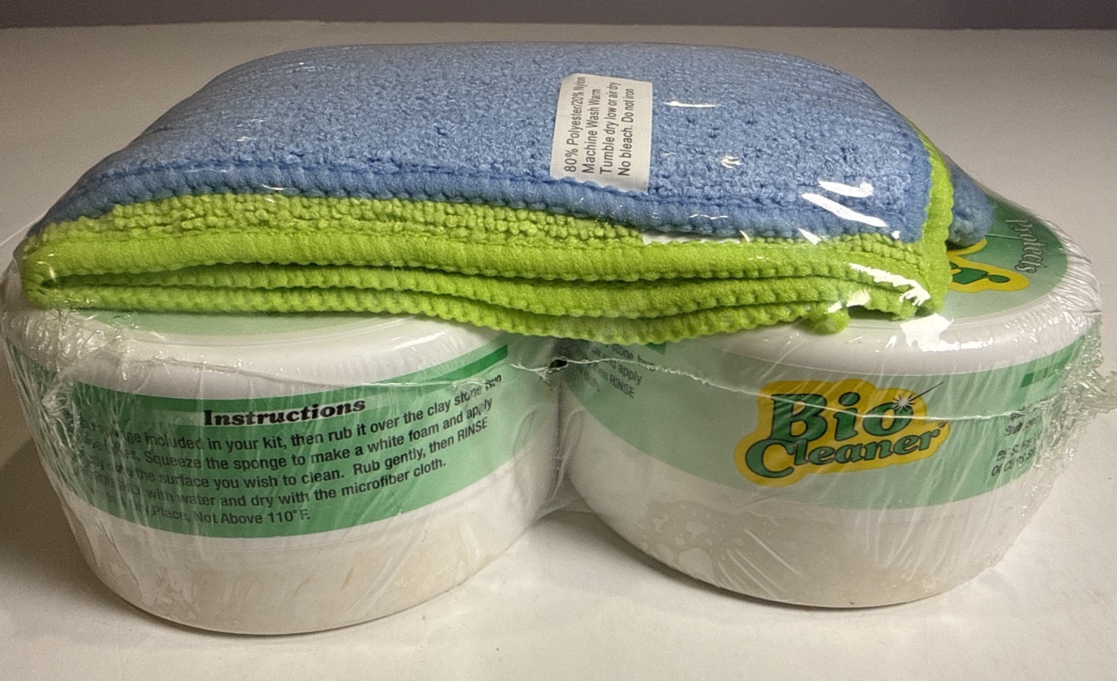 Bio Cleaner Set of 2 10.5oz Multi-Purpose Cleaning Clay with Cloths Sealed New