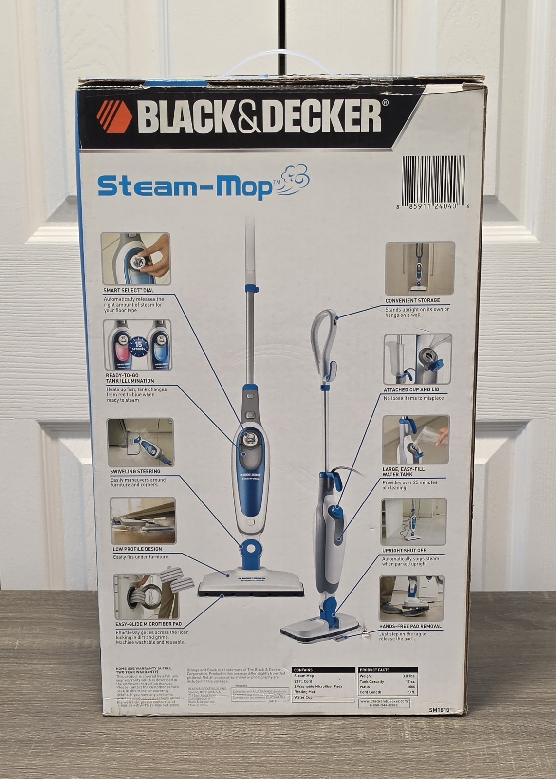 Black+Decker Steam-Mop SmartSelect Technology – 1500W – 23 ft Cord – SM1610