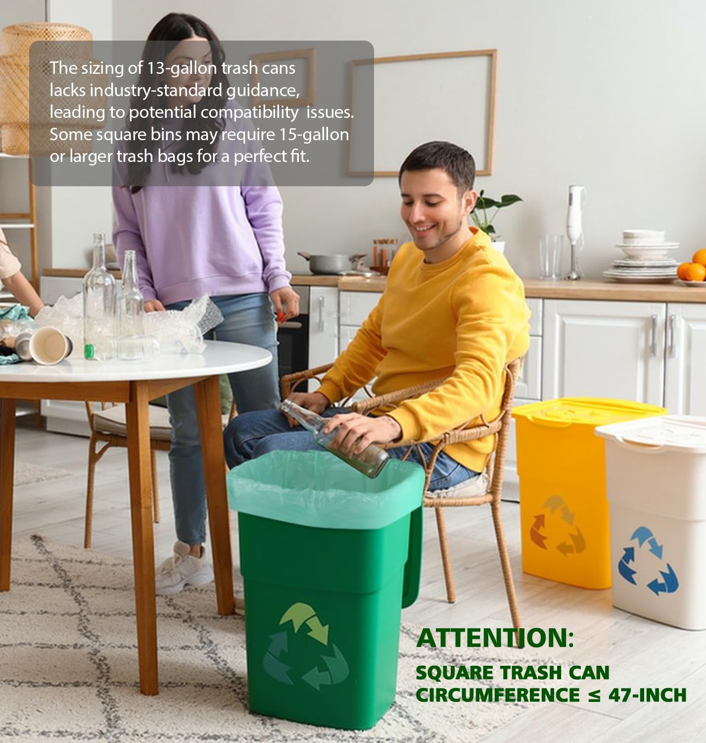 AYOTEE Compostable Trash Bags 13 Gallon Tall Kitchen Trash Bags 45 Count Biodegr