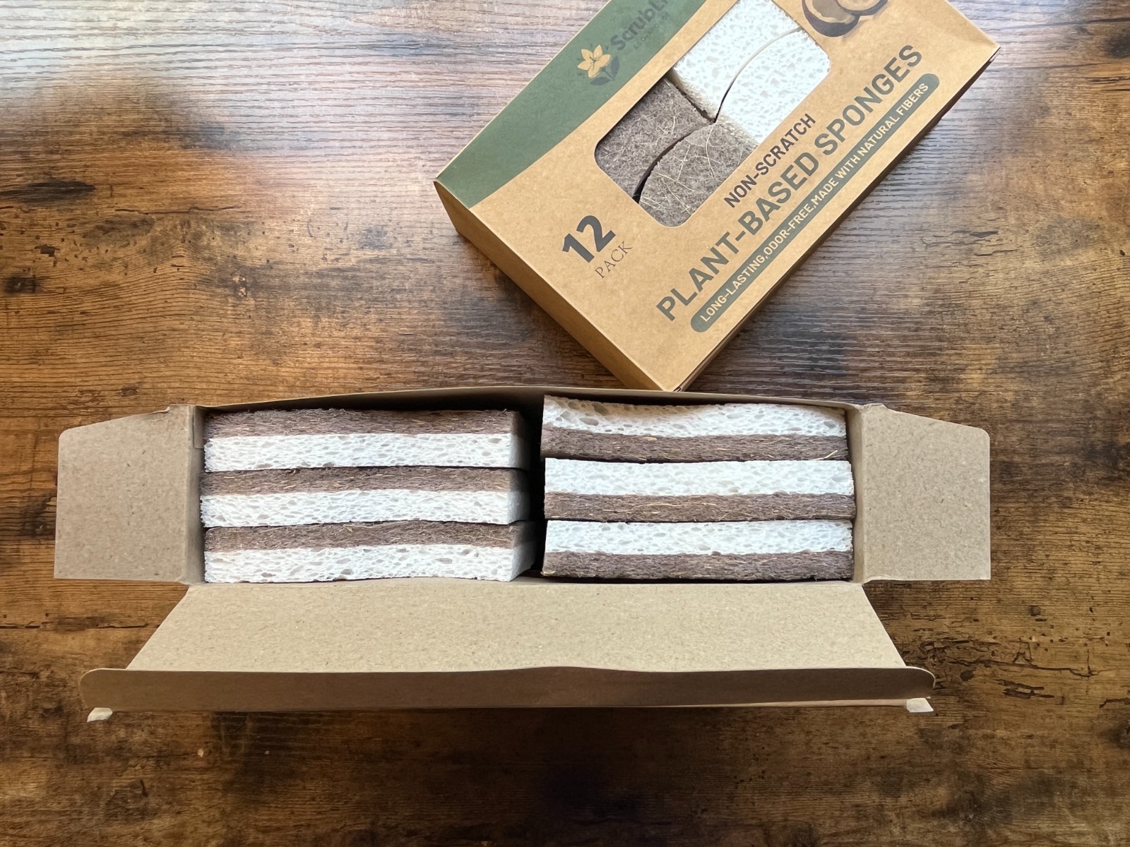 Biodegradable Natural Scrub Sponges 12-Pack Non-Scratch Plastic-Free Spring Sale