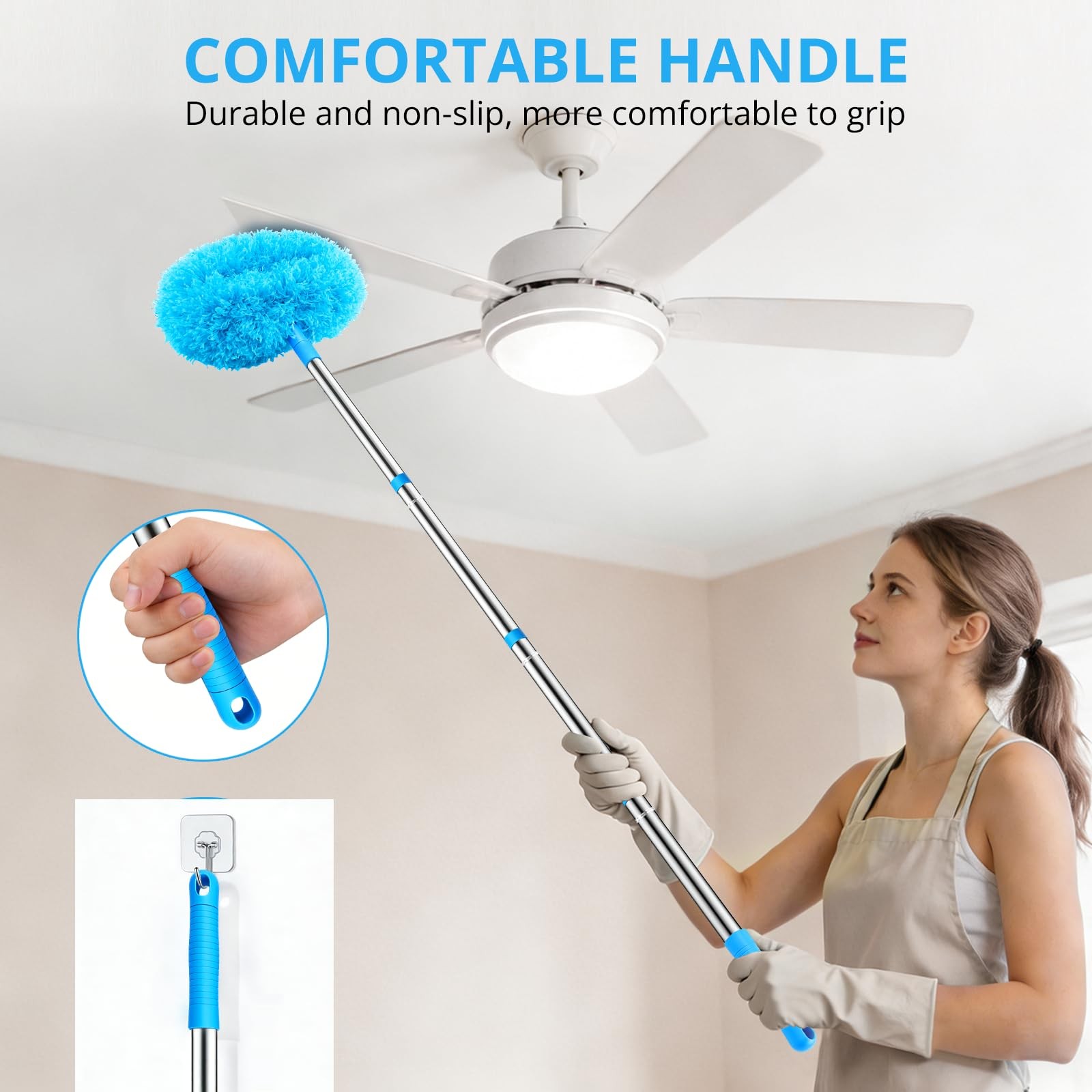 SetSail Ceiling Fan Cleaner Duster, with Extension Pole 13 to 47 inches, Blue