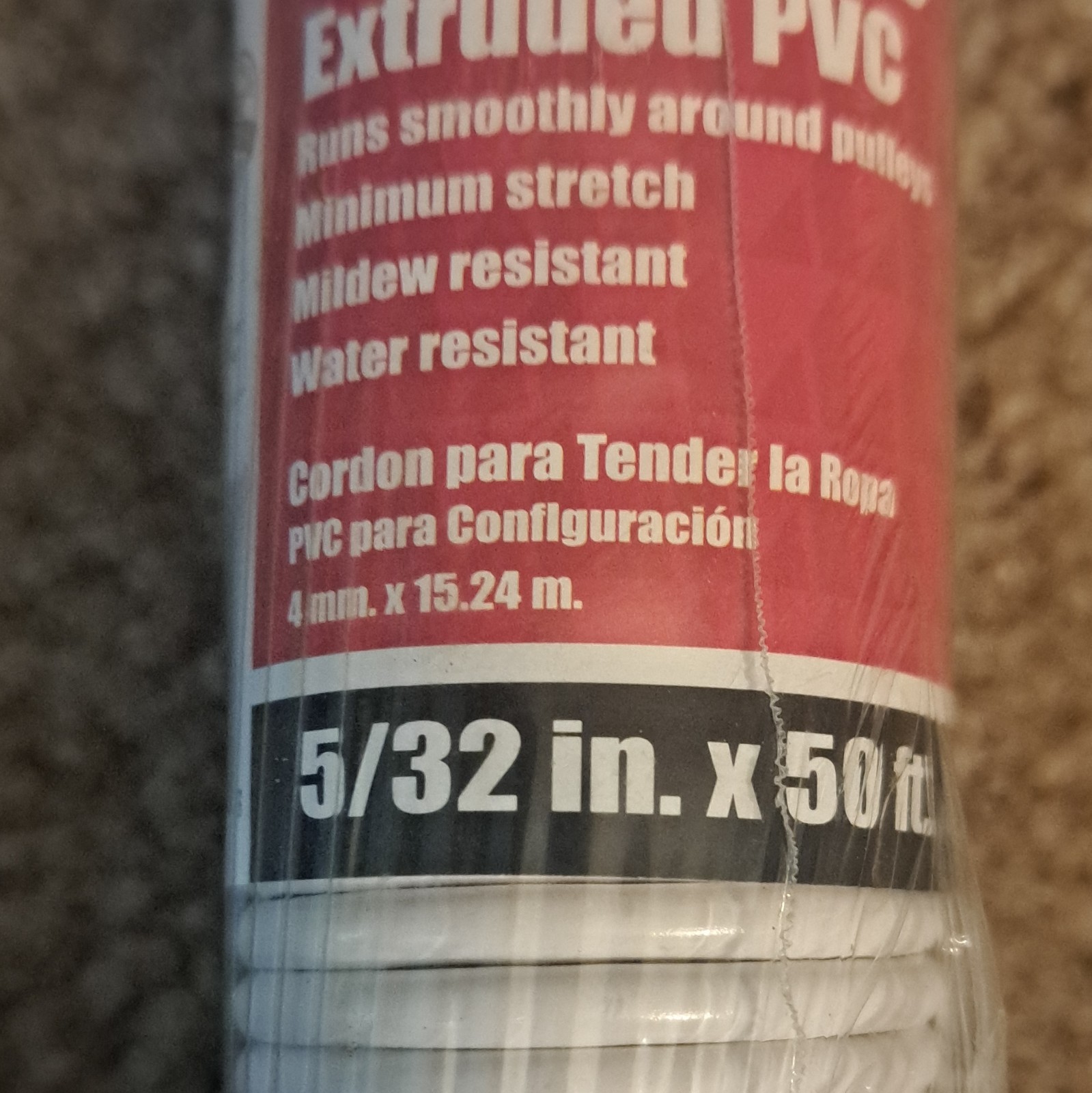 ACE PVC Clothesline 5/32 in x 50 ft White 16 lb Heavy Duty Water/Mildew Res